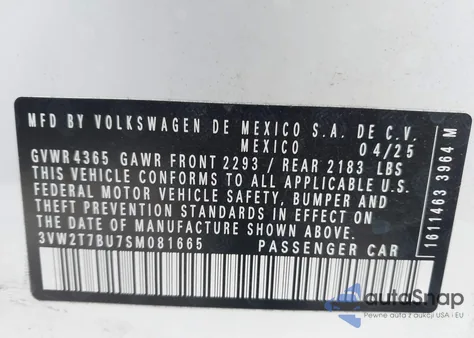 2025 Volkswagen Jetta Gli 2.0T Autobahn z USA, uszkodzony, nr VIN 3VW2T7BU7SM081665